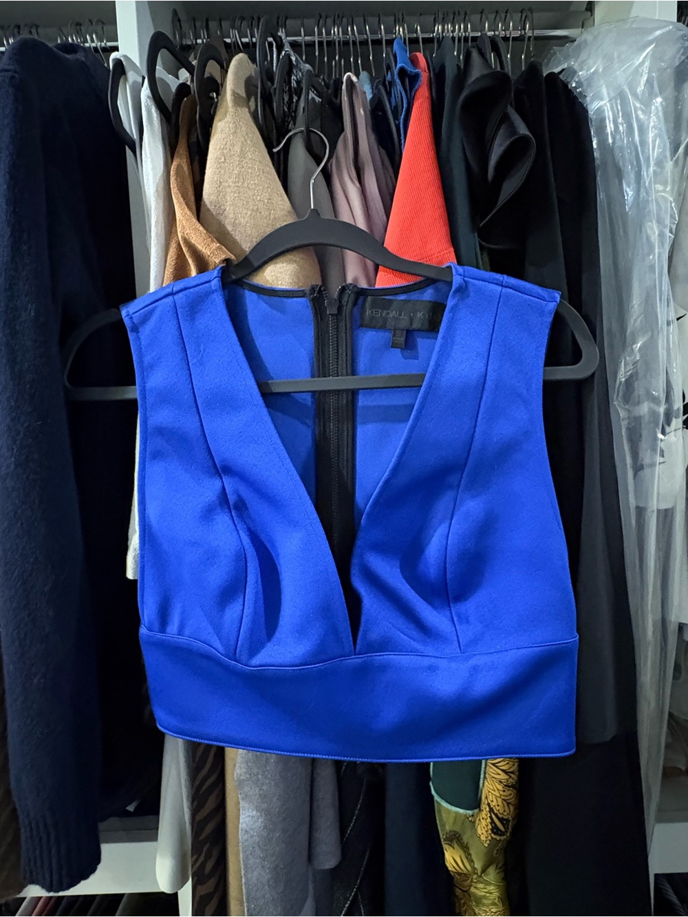Kendall & Kylie Cobalt Blue Deep V Crop Top